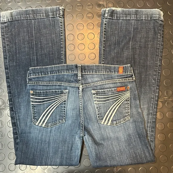 7 For All Mankind 30 x 29 Blue Flare & Wide Leg Jeans - Picture 10 of 12